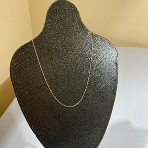 Delicate Gold Tone Fine Cable Chain Necklace Minimalist Layering 17 Inch